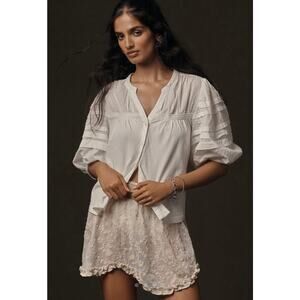 NWT Anthropologie Puff Sleeve Swiss Dot Blouse - Size M MSRP $118